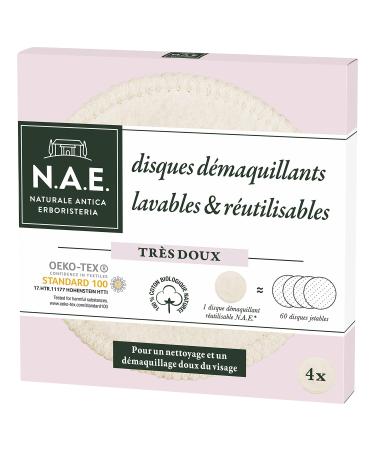 N.A.E. Washable Makeup Remover | Eco-Friendly Reusable Cotton Pads | 100% Organic Cotton | Gentle Facial Cleaning | Recyclable Packaging - 4 Slices - Buy Online on GoSupps.com