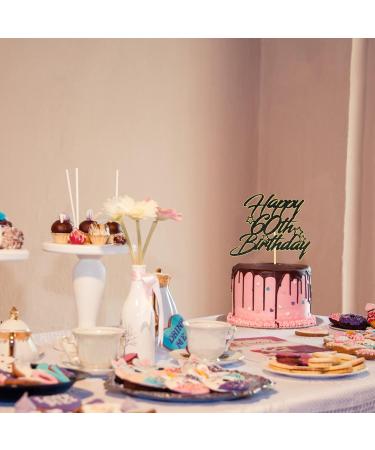 Sotpot Black Gold Glitter 60th Birthday Cake Topper Double Layers 60th Cake Topper for Woman Man 60th Birthday Party Cake Decoration Supplies - Buy Online on GoSupps.com