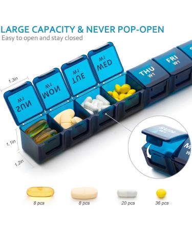 XL Monthly Pill Organizer - 28 Day Pill Box with Large Compartments for Once a Day Medication, Weekly Vitamin Organizer for Daily Pill Keeper - Buy Online on GoSupps.com