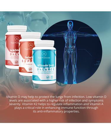 TRUE PROTOCOLS - Immune Protocol+ (3 Items) - Immune Support (90 Caps) Vitamin D-K2 Balance (120 Caps) & Magnesium Balance (120 Caps) - Bioavailable Capsules For Optimal Immune System Support Bone Cardiovascular & Overall Health - Immune System Booster -  - Buy Online on GoSupps.com