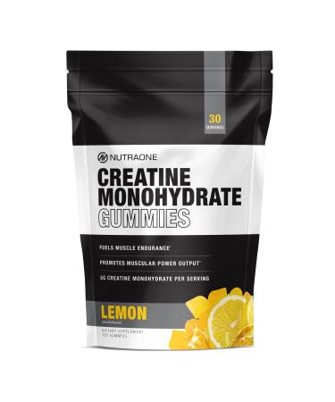 Creatine Monohydrate Gummies by NutraOne Pre- and Post Workout Recovery Fuel Muscular Performance Increase Endurance Support Muscle Recovery (Lemon - 30 Servings)