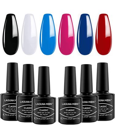 Lagunamoon Gel Nail Polish Set - Red Black White Colors - Long Lasting Salon Quality - UV LED Light - 8ml Hot Lips - Manicure Gift Set - Buy Online on GoSupps.com