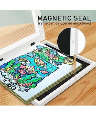 Internovo White Children Art Picture Frame - A4 Front Opening Design with Elastic Bands - 32x24x2.7cm for Kids Drawings - Buy Online on GoSupps.com