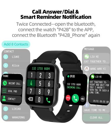 1.7'' Phone Smart Watch with AI Control for Answering Calls - Android & iPhone Compatible Fitness Watch with Heart Rate/Sleep Monitor - Full Touch Smartwatch for Men and Women - Black - Buy Online on GoSupps.com