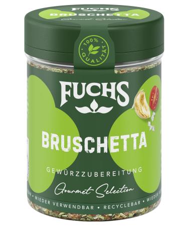 Fuchs spice gourmet selection Mediterran bruschetta spice preparation refillable spice mixture with selected herbs for enjoyable bruschetta and dressings vegan colorful 50 g - Buy Online on GoSupps.com