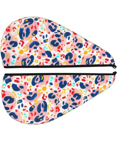 Hand Painted Abstract Leopard Print Microfiber Hair Towel | Super Absorbent Quick Dry Wrap for Long Curly & Thick Hair - Buy Online on GoSupps.com