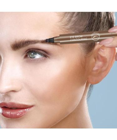 Liquid Eyebrow Pencil Brow Pencil with Fork Tip 4 Point Waterproof Eyebrow Pencil No Smudge Liquid Brow Quick Dry EyeLiner for Long Lasting Dark Brown - Buy Online on GoSupps.com