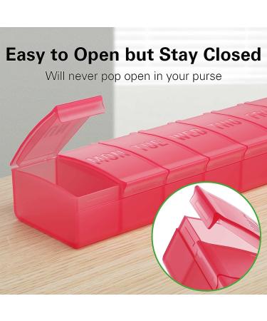 TookMag 2 Pack Extra Large Weekly Pill Organizer Case - 7 Day Capacity for Pills/Vitamins/Supplements (Pink) - Buy Online on GoSupps.com