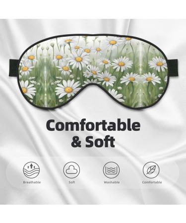 White Daisy Print Unisex Sleep Eye Mask | Soft Comfort Eye Shade for Travel Yoga & Shift Work - Shop Now - Buy Online on GoSupps.com