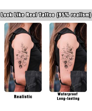 Black Henna Flower Rose Temporary Tattoo Stickers for Women - 15 Sheets - Buy Online on GoSupps.com