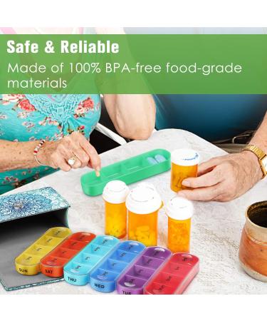 FINPAC Weekly Pill Organizer - 4x Daily PU Leather Case for Travel | Vitamin & Medicine Reminder | Emerald Illusions - Buy Online on GoSupps.com