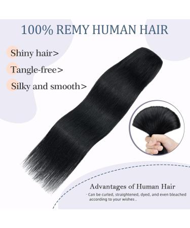 Clip In Extensions Real Hair - Thick 1PC 5 Clips Soft & Smooth 7A Human Hair 35cm-75g Raven Black - Buy Online on GoSupps.com