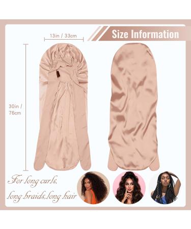 Bonnet Queen Satin Silk Sleeping Cap - Adjustable Night Hair Care for Curly Long Hair | Smooth Breathable Ladies Curler in Champagne - Buy Online on GoSupps.com