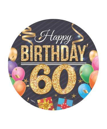 Dekora Happy 60 Birthday Wafer Disc for Cake Edible Cake Topper for Birthday Cake Round 20 CM