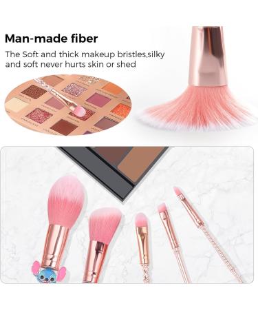 5 Pcs Lilo and Stitch Makeup Brush Set - Portable Kawaii Cosmetic Brushes for Powder, Eyeshadow, Blush, and Lips - Stitch Gifts for Girls and Women - Buy Online on GoSupps.com