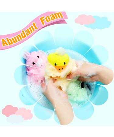 8-Piece Animal Kids Bath Sponges Set - Colorful Cartoon Loofah Bath Pouf Mesh Scrubber Balls for Kids and Adults - Buy Online on GoSupps.com