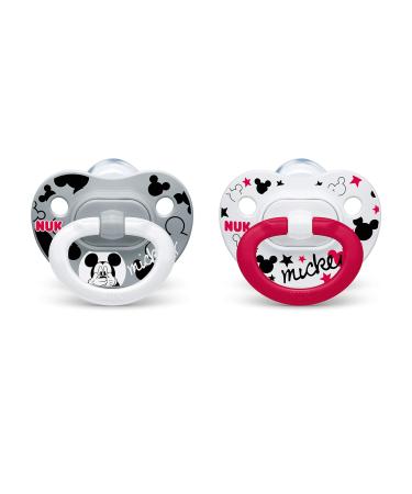 NUK Disney Mickey Mouse Orthodontic Pacifiers, 0-6 Months, 2-Pack 0-6 Months Mickey