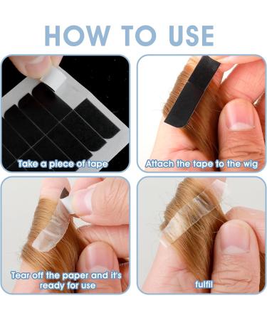 144Pcs Double Sided Hair Extension Tape Tabs - Waterproof Adhesive for Human Hair Wig Replacement - Black - Buy Online on GoSupps.com