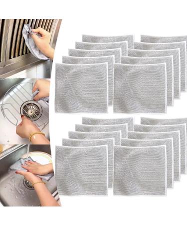 10Pcs Double Stainless Steel Scrubber Multipurpose Wire Dishwashing Rags for Wet and Dry Multifunctional Non-Scratch Wire Miracle Cleaning Cloths Dishcloth Pads