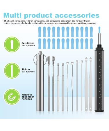 Ear Wax Removal Tool Camera for iOS & Android | HD 1296P Ear Cleaner Kit with 10 Picks & 24 Silicone Spoons - International Shipping - Buy Online on GoSupps.com