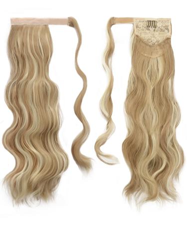 Shop Long Wavy Curly Fish Braid Ponytail Hair Extensions - Light Ash Brown & Bleach Blond 60cm | Clip-In Synthetic Hair for Women - Buy Online on GoSupps.com