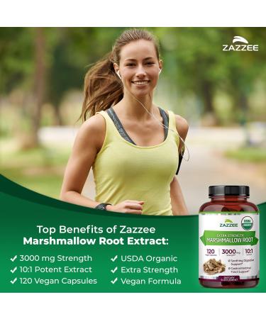 Zazzee USDA Organic Marshmallow Root 10:1 Extract 3000 mg Strength 120 Vegan Capsules 4 Month Supply Standardized Concentrated 10X Extract 100% Vegetarian All-Natural Non-GMO Made in The USA - Buy Online on GoSupps.com