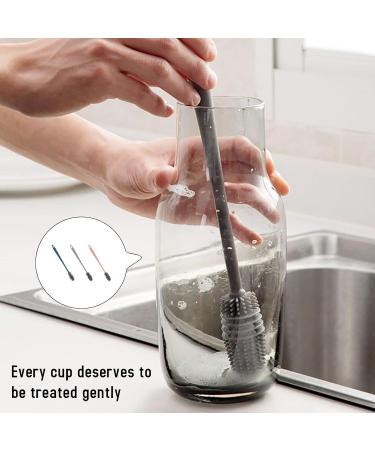 Long Bottle Cleaning Brush 3PCS Baby Bottle Brush for Glass with Long Handle Silicone Bottle Brush for Cup Thermoses Water Mugs Bottle Cleaning Brush for Home Office - Buy Online on GoSupps.com
