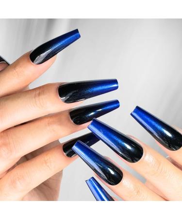 StreetKitty Press On Nails Radiant Ombre Collection Radiant Ombre Colors Long Nail Shapes 24pc Fake Nails Kit Press on Nails Nail Arts (Midnight Shimmer Ombre Long Coffin) Midnight Shimmer Ombre 1 count (Pack of 1) - Buy Online on GoSupps.com