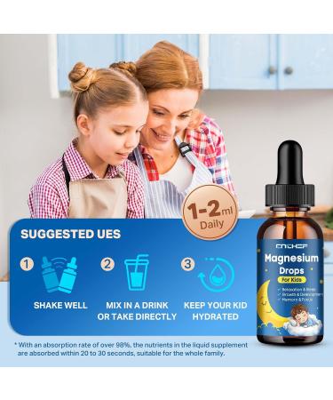 Magnesium Drops - Magnesium Glycinate Liquid Drops for Kids - Calm Sleep Relaxation Bones Brain Support with Vitamin B6 C D3 Omega-3 L-Theanine Zinc Multivitamins - Strawberry Flavor 2 Fl Oz Strawberry 2 Fl Oz (Pa  - Buy Online on GoSupps.com