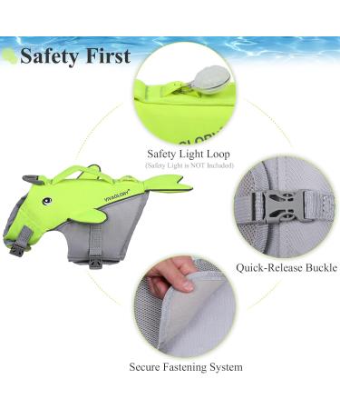 Vivaglory Dog Life Jacket for Small & Medium Dogs - Adjustable Neon Yellow Swimming Vest XS (43-51 cm) - Easy to Use & Comfortable Fit - Buy Online on GoSupps.com