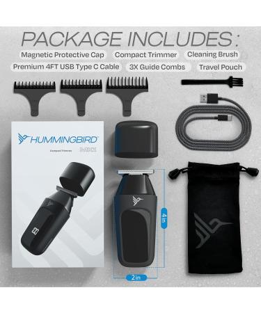 HUMMINGBIRD MK1 Compact Trimmer - Portable Cordless Men's Electric Hair Clipper for Face & Body No Nick USB C Rechargeable LED Display Travel-Friendly Groomer - Buy Online on GoSupps.com