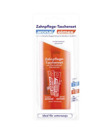 aronal and elmex dental care pocket set 2x12 ml - toothpaste set ideal for travelling and on the go