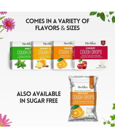HERBION Naturals Cough Drops with Orange Flavor Dietary Supplement Soothes Cough for Adults and Children Over 6 Years 125 Lozenges Pack of 5 - Buy Online on GoSupps.com