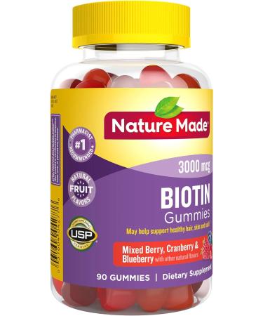Nature Made Biotin 3000 mcg Gummies - Healthy Hair, Skin & Nail Support - 90 ct - Buy Online on GoSupps.com