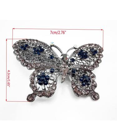 AKOAK Blue Crystal Butterfly Hairpin - Fashion Headwear Barrette Clip - Buy Online on GoSupps.com