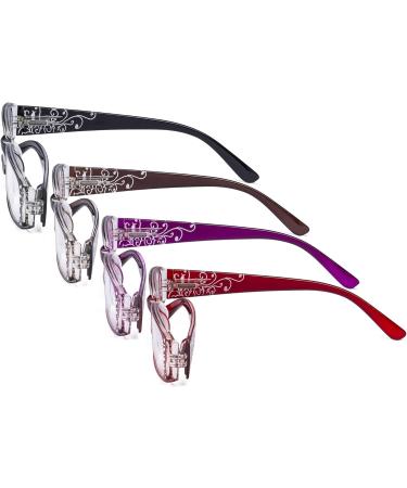 Eyekepper 4 Pack Women's Floral Laser Pattern Reading Glasses with Crystals - Stylish +1.75 Prescription Mix - Buy Online on GoSupps.com