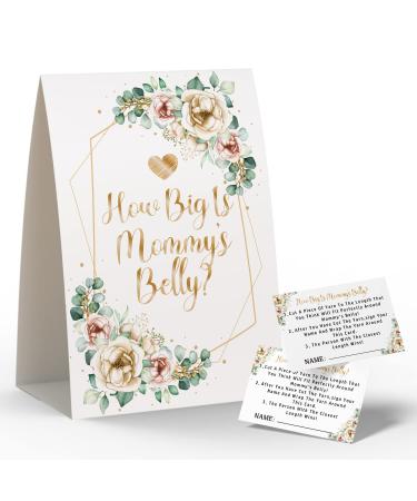 Baby Shower Games - Measure Mommy's Belly Game  How Big is Mommy's Belly  Mommys Belly Size Game  Includes a 5x7 Standing Sign and 50 2x3.5 Advice Cards(niu-k014)