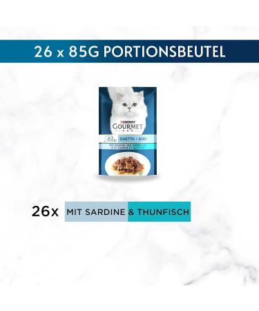 Gourmet Perle Duetto Wet Cat Food - Sardines & Tuna 26 Pack (26 x 85g) - Premium Quality for Happy Cats - Buy Online on GoSupps.com