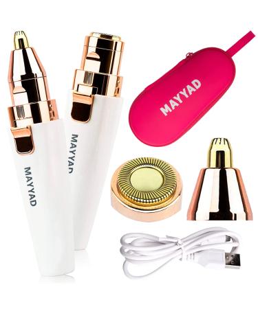 MAYYAD Facial Hair Removal for Women  Rechargeable Hair Remover  2 in 1 Eyebrow Trimmer and Face Shavers for Women Hair Removal Device for Eyebrows  Peach Fuzz  Lips  Arms with Light