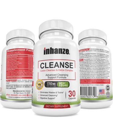 Inhanze Colon Cleanse & Detox - Fast-Acting Gut Cleanser for Men & Women - Flush Waste & Toxins - 3 to 15-Day Body Cleanser with Probiotic - Buy Online on GoSupps.com