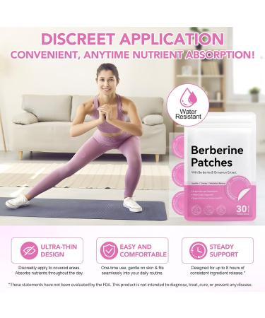 ROWKDRKB Berberine Patches with Cinnamon Pomegranate 8-Hour Long-Lasting Formula Support for Women and Men Applied to Various Parts of The Body 30 Patches - Buy Online on GoSupps.com