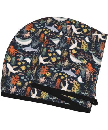 Marine Life Microfiber Hair Towel - Soft Super Absorbent Coral Velvet Wrap for Long Curly & Thick Hair - Quick Dry Cap for Women - Buy Online on GoSupps.com