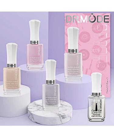 Non Toxic Peel Off Nail Polish Set - Quick Dry Water-Based Lacquer for Women & Kids - 4 Colors with Base Coat & Top Coat - 5 Bottles 0.5 fl oz - Buy Online on GoSupps.com
