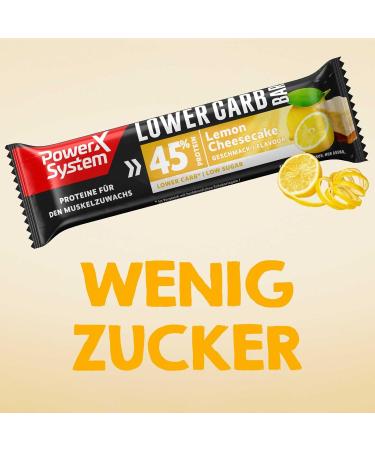 Power System Lower Carb Bar Lemon Cheesecake - 45% Protein Low Sugar High Protein Snack | 28x40g - Best Low Carb eCommerce Treat - Buy Online on GoSupps.com