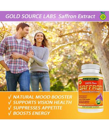 Saffron Extract Supplement - 88.25mg Capsules with .3% Safranal Extract & Saffron Powder - 60 Vegetarian Pills for Weight Loss & Eye Health - Buy Online on GoSupps.com