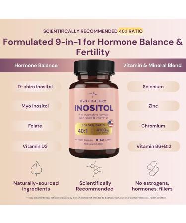 QSTA Myo-Inositol & D-Chiro Inositol Supplement for Women 4100mg (40:1 Ratio) 9-in-1 Hormonal & Metabolic Support with Folate, Vitamin B6, B12, D3, Zinc & Chromium 180 Count (Pack of 1) 1 - Buy Online on GoSupps.com