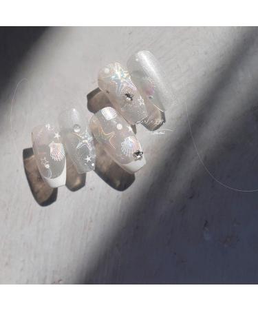 Shakven Self-Adhesive Nail Stickers Summer Shells Glitter Nail Stickers Decor - High-Resolution Printing Decorations for Dating Daily Life Work and School - Buy Online on GoSupps.com