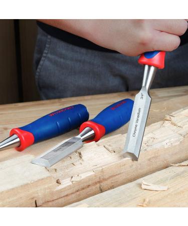 WORKPRO 3-piece Wood Chisel Set  Cr-V Construction  Bi-Material Soft Grip with Hammer End for Woodworking  Carving - Buy Online on GoSupps.com