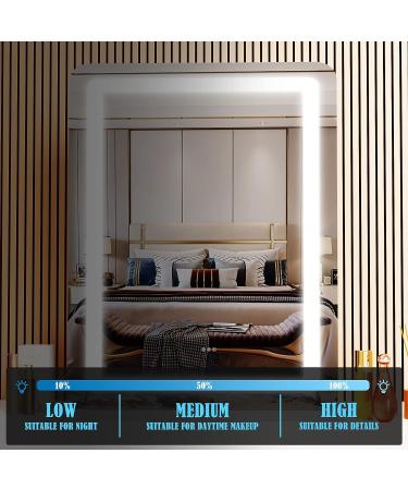 Gvnkvn 18 x 22 Vanity Mirror with Lights | LED Makeup Mirror, Dimmable & Smart Touch, 3 Colors, Lighted Black Mirror - 18W x 22L - Buy Online on GoSupps.com