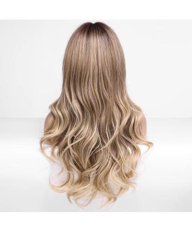 EMMOR Ombre Ash Blonde Wavy Wig with Bangs | Heat Resistant Synthetic | Natural Look for Daily Wear - Buy Online on GoSupps.com